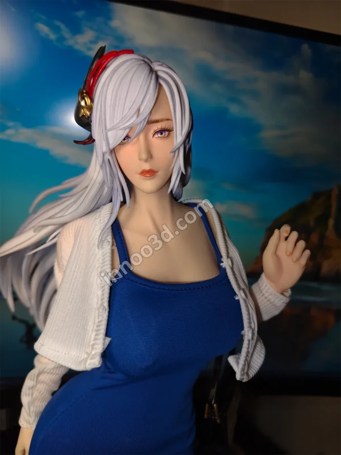 18.5" (47cm) Urban Fashion Anime Girl 1/4 Scale PVC - Blue Dress Statue - Image 2