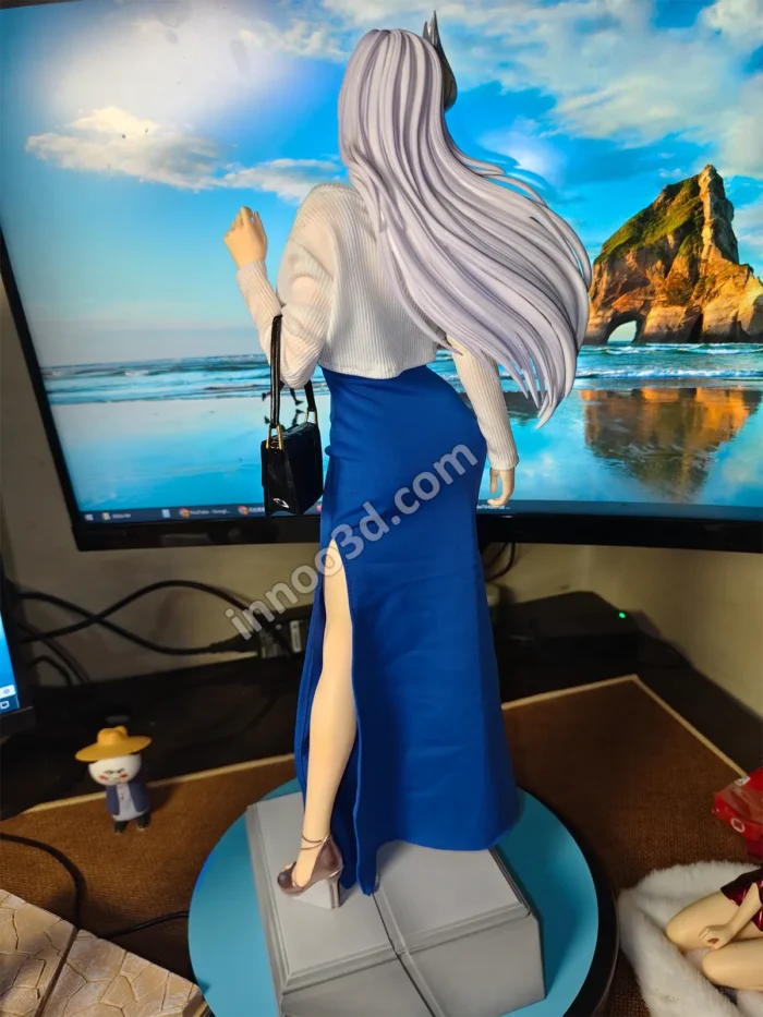 18.5" (47cm) Urban Fashion Anime Girl 1/4 Scale PVC - Blue Dress Statue - Image 4